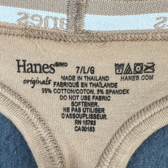 Hanes Originals Women's Size Large 7 Panty Thong Beige New With Tags - Picture 5 of 8
